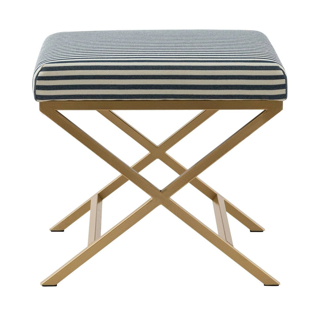 Navy Striped Square Ottoman N7401