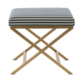 Navy Striped Square Ottoman N7401