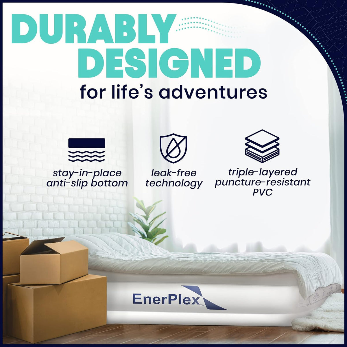 Twin 13 Inch Double Height Inflatable Air Mattress with Built-in Dual Pump L44947