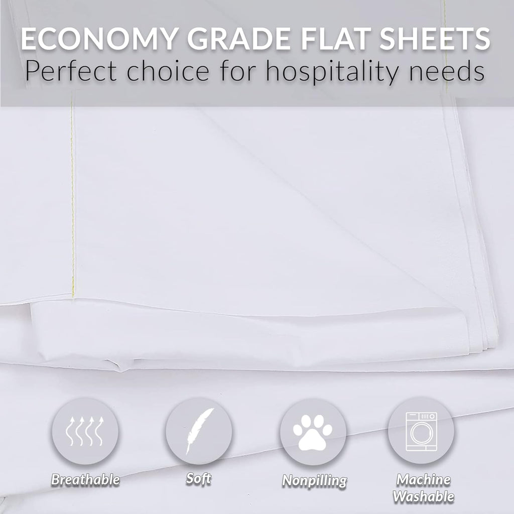 Queen XL White Percale Flat Sheet J52354