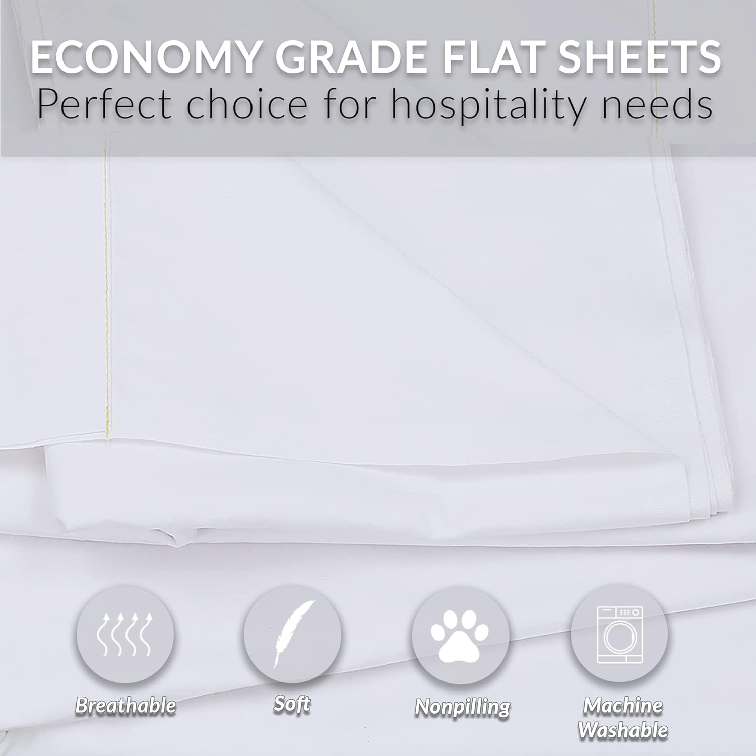 Queen XL White Percale Flat Sheet J52354