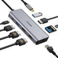 9 in 1 USB C Docking Station Dual Monitor Hub with Ethernet, USB 3.0, SD Card Reader, 100W PD O6883