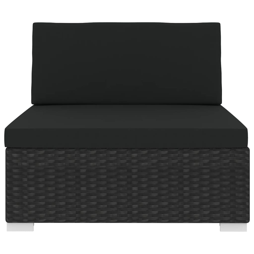 Poly Rattan Black Sectional Middle Seat with Cushions L472