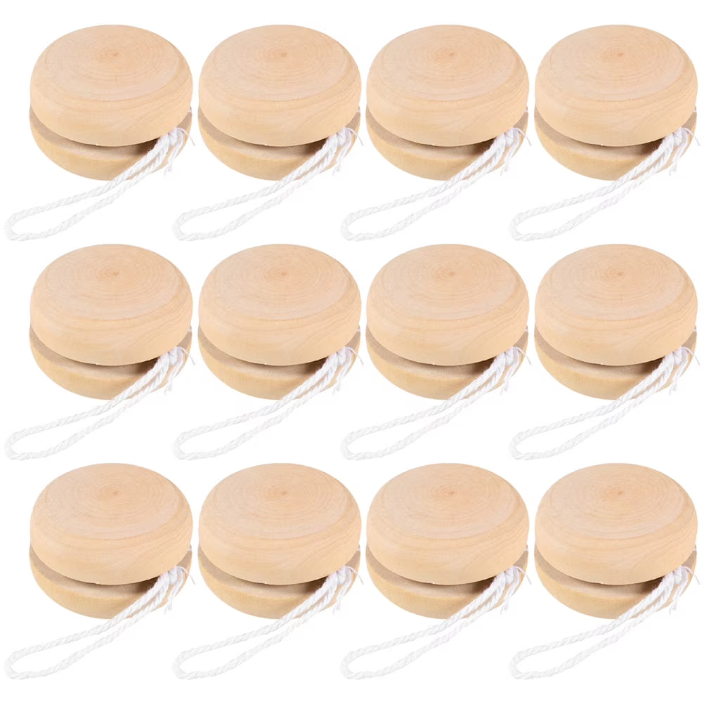 12Pcs Unfinished Wooden Yo-Yo Balls for DIY Hand Painting L6302