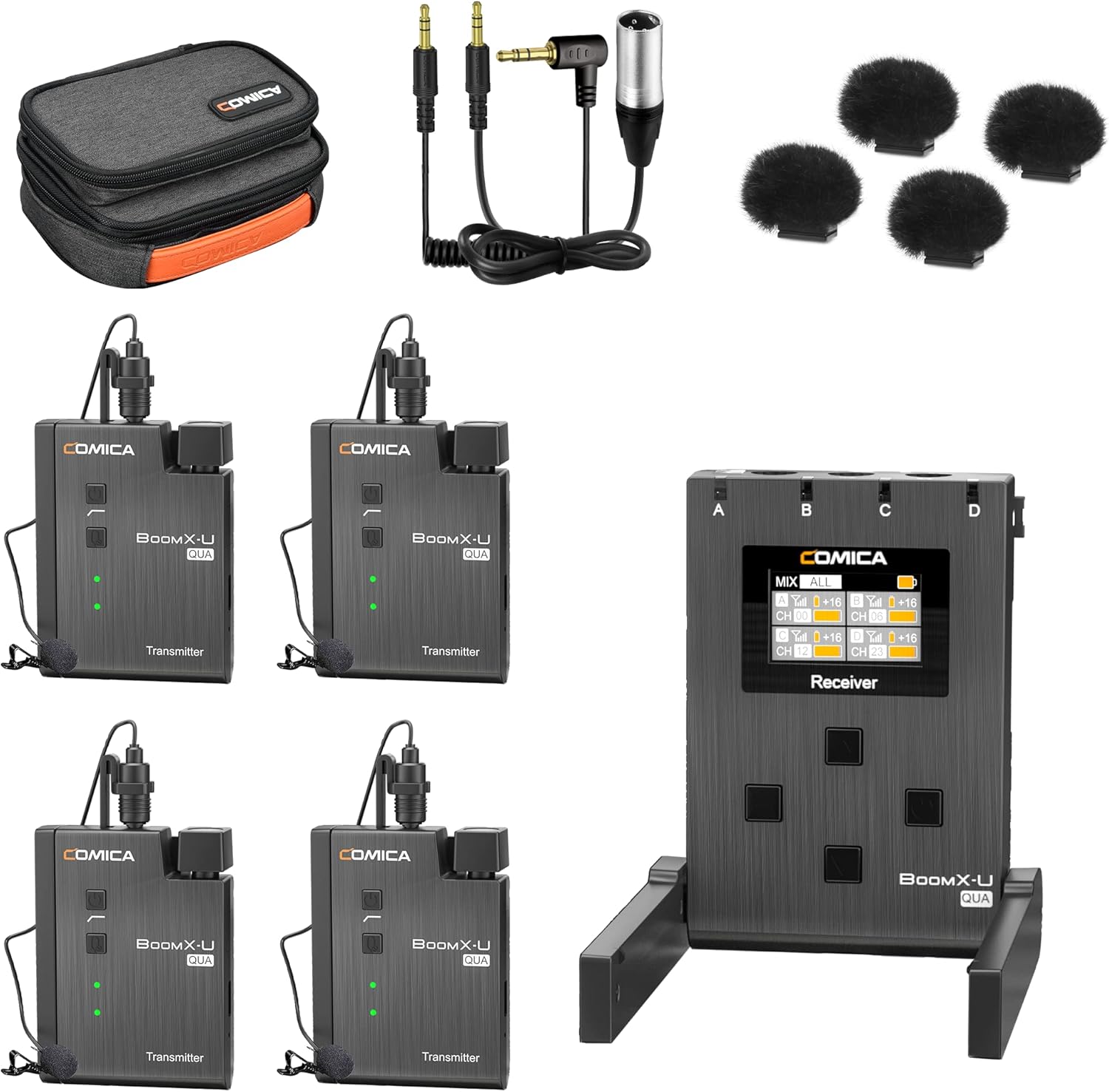 UHF Wireless Lavalier Microphone with 4 Transmitters and 1 Receiver N38007