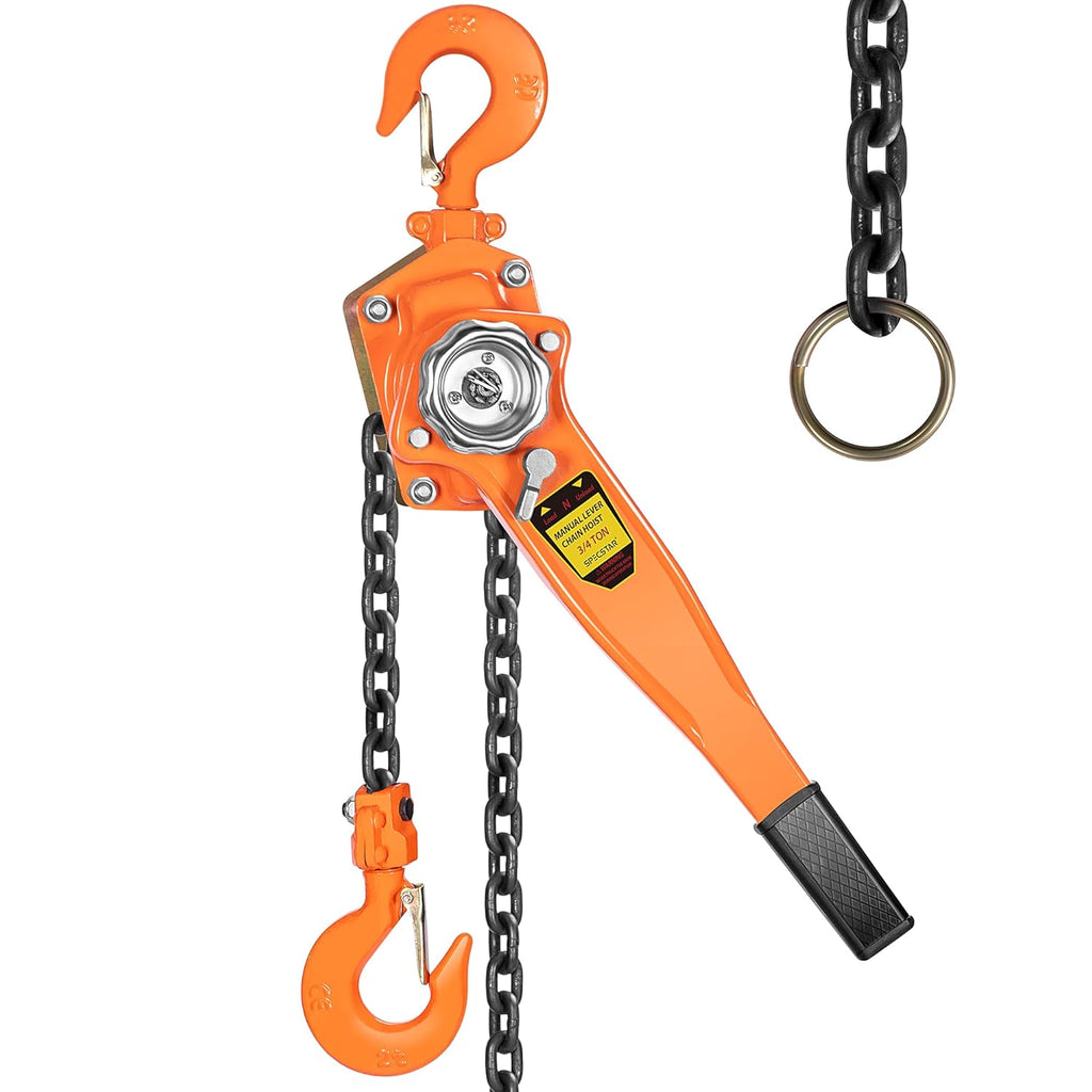 Lever Chain Hoist 3/4 Ton Capacity 5 Feet with 2 Hooks Pack of 2 U39672