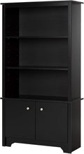 Pure Black 3-Shelf Bookcase with 2 Doors W604299