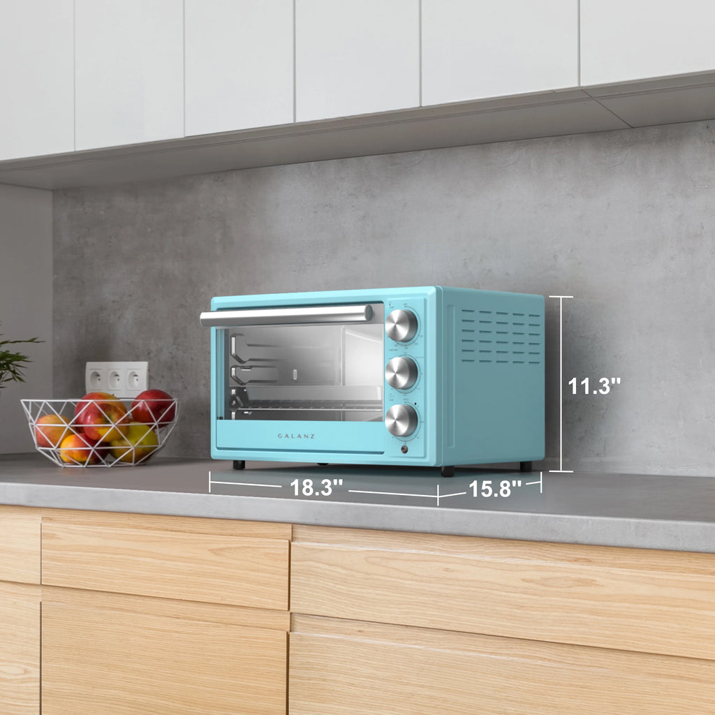 Blue Retro Toaster Oven with Convection, 1500W, 0.9 Cu.Ft W660273