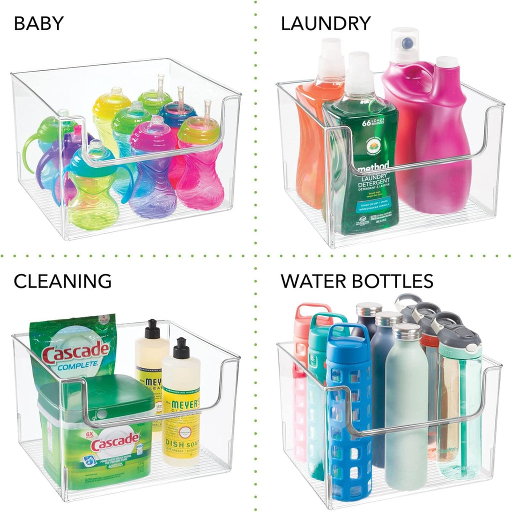 Clear Plastic Open Front Storage Organizer Bin Basket, 6 Pack M3108