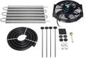6 Row Transmission Cooler Aluminium Radiator Remote Oil Cooler with 10" Cooling Fan Mounting Kit Pack of 2 E9533