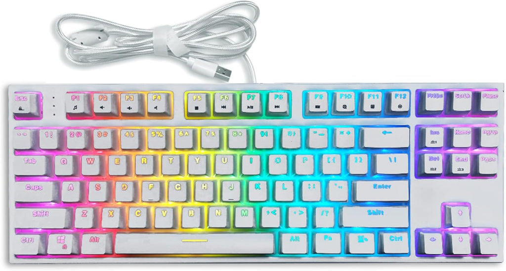 White 87 Keys Wired Mechanical Gaming Keyboard P643