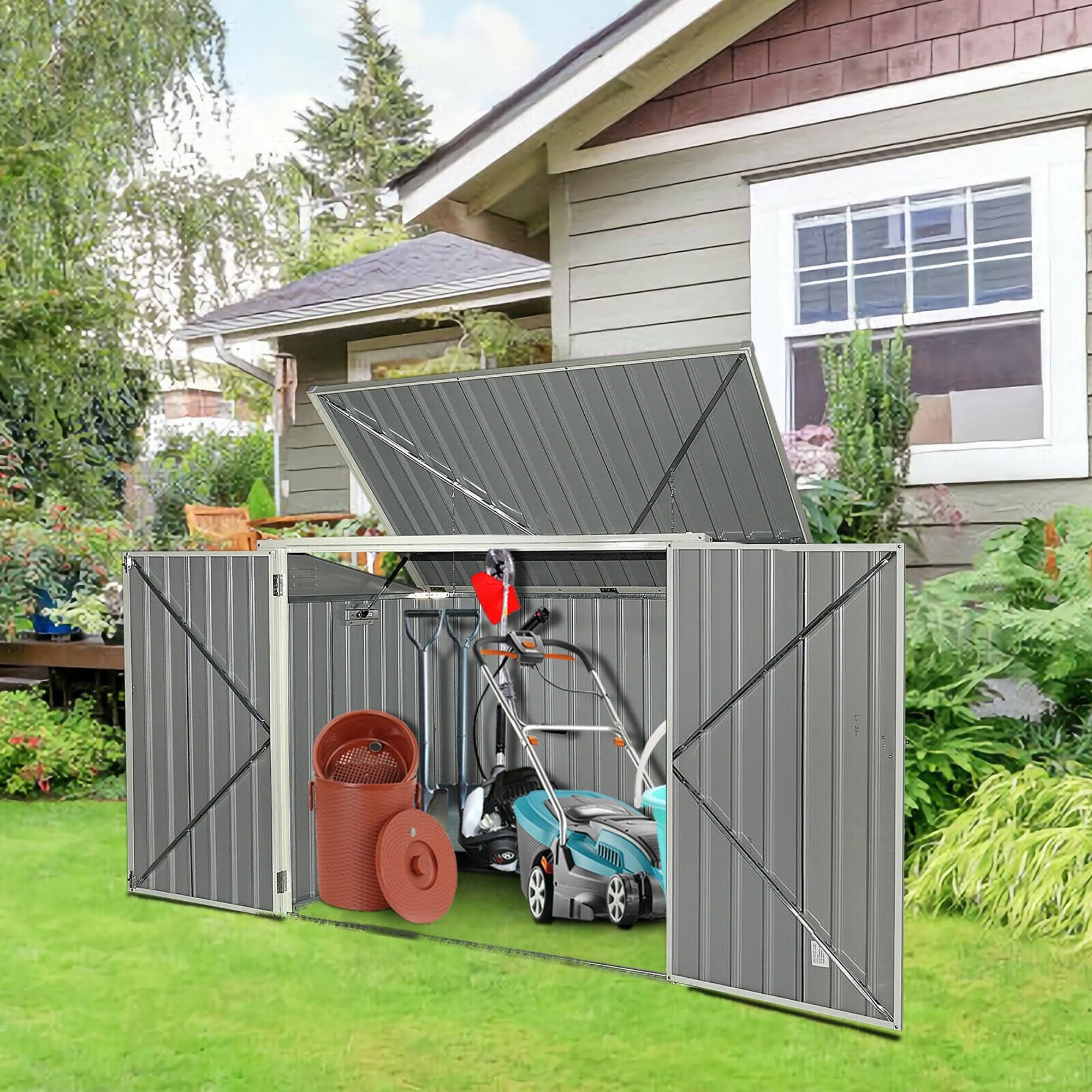 Grey Horizontal Storage Shed 68 Cubic Feet A174