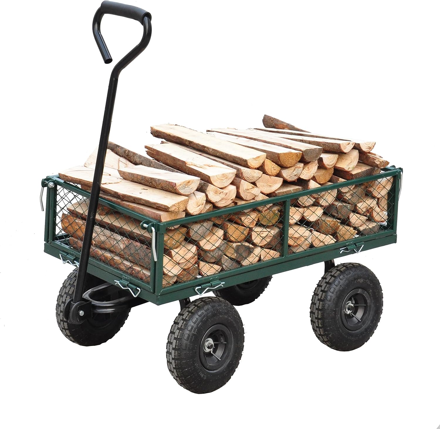 Green Foldable Heavy-Duty Steel Utility Wagon Cart, 550 Pound Capacity V5531