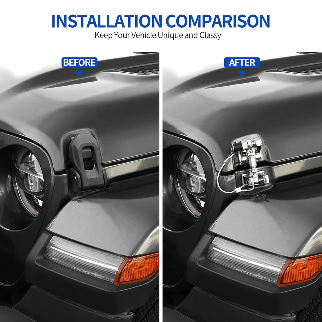 Hood Latches for Jeep Wrangler JL JT, Aluminum Alloy, Chrome, Pack of 2 B4091
