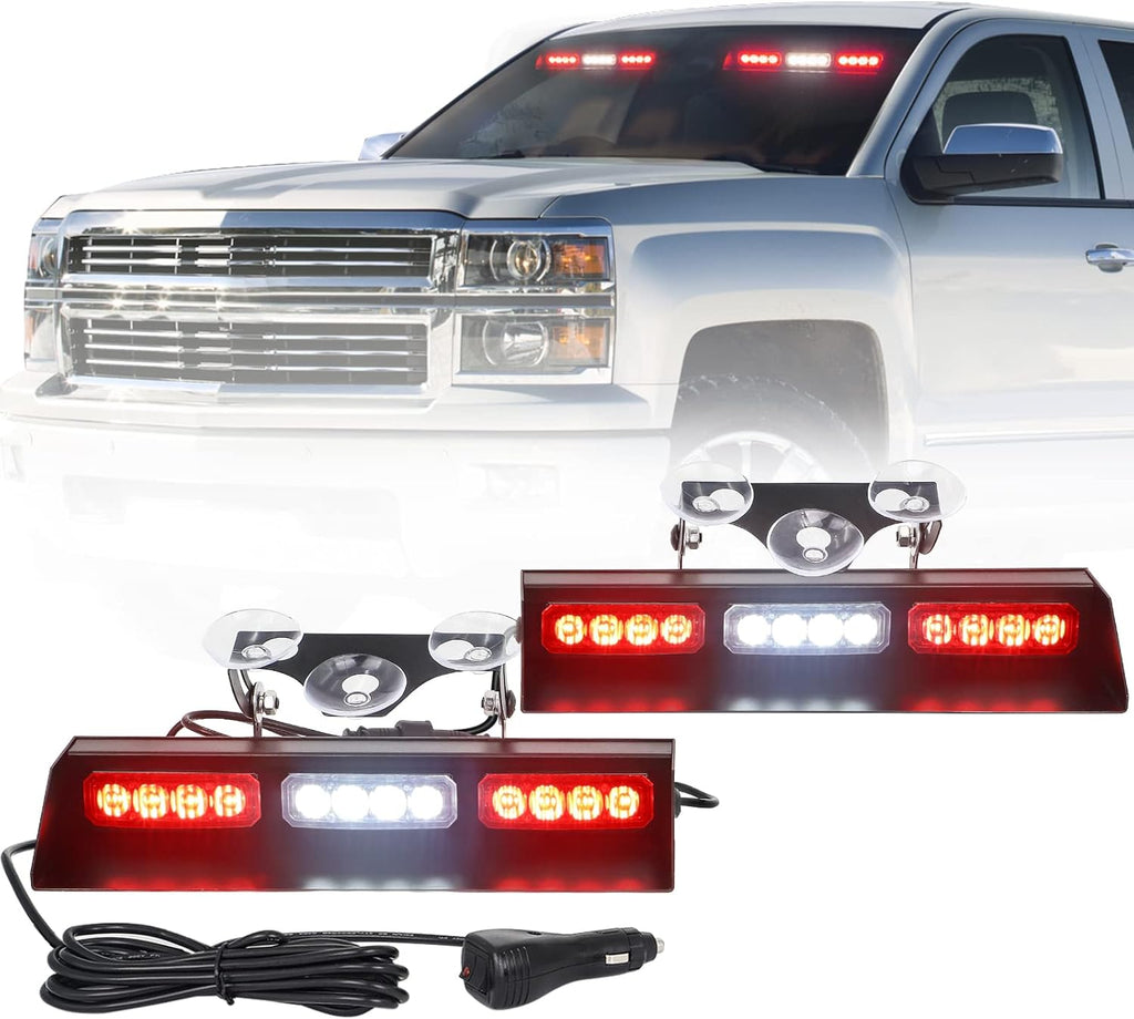Emergency Strobe Dash Lights Bar, Red/Blue, 2x10", 24 LED, Pack of 2 T4896
