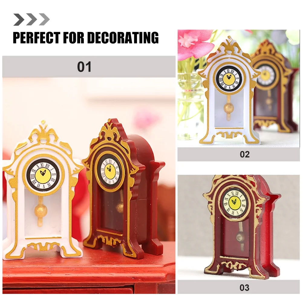Mini Dollhouse Clock Vintage Resin Decor W631