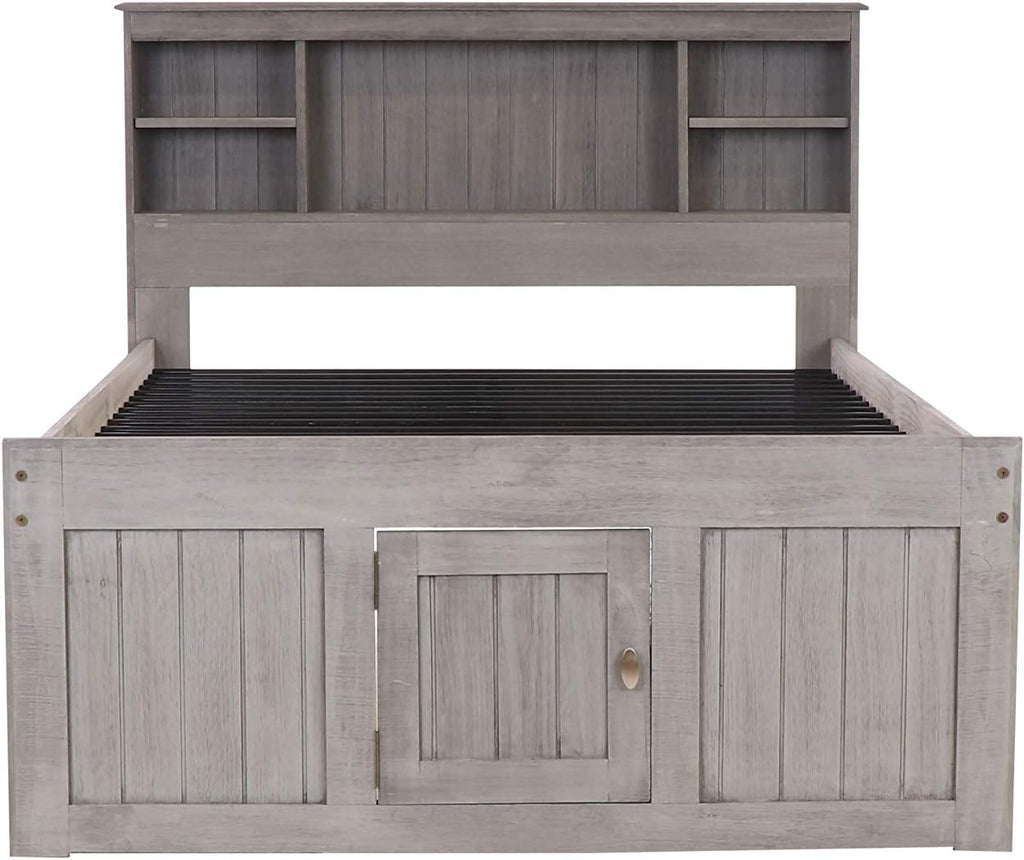 Charcoal Full Size Bookcase Captain Bed with 6 Drawer Storage B6129