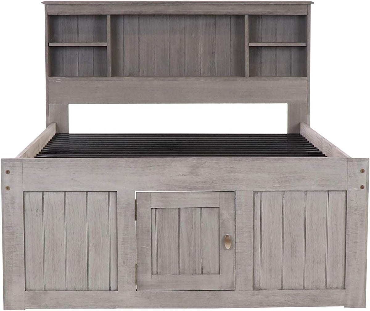 Charcoal Full Size Bookcase Captain Bed with 6 Drawer Storage B6129