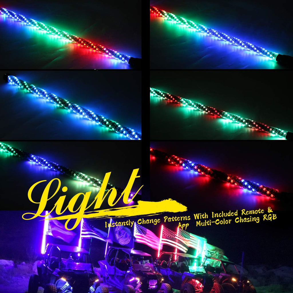 2 Pack 5FT Lighted Whips with Remote K872