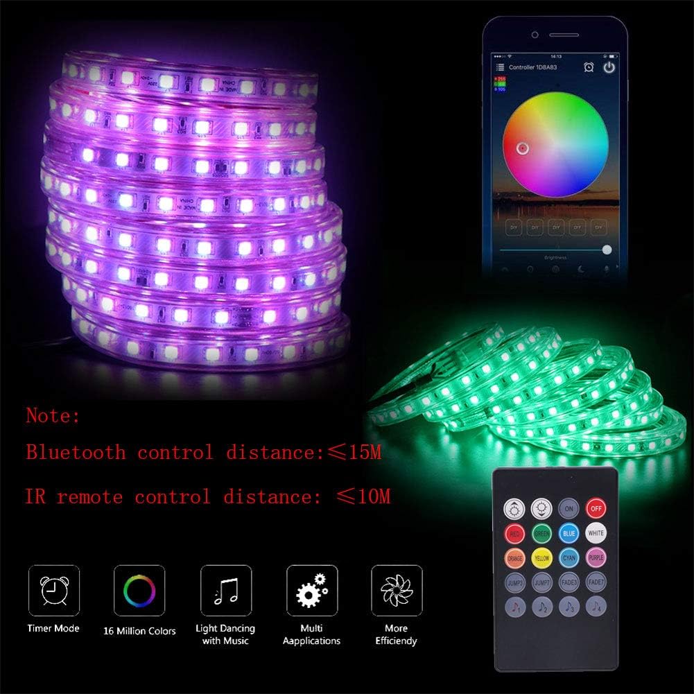 LED Strip Lights with Bluetooth Control RGB Waterproof Rope Light Strip (328ft/100m) R960