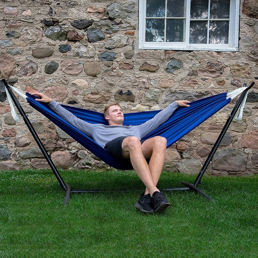Royal Blue Polyester Hammock with Stand Q62954