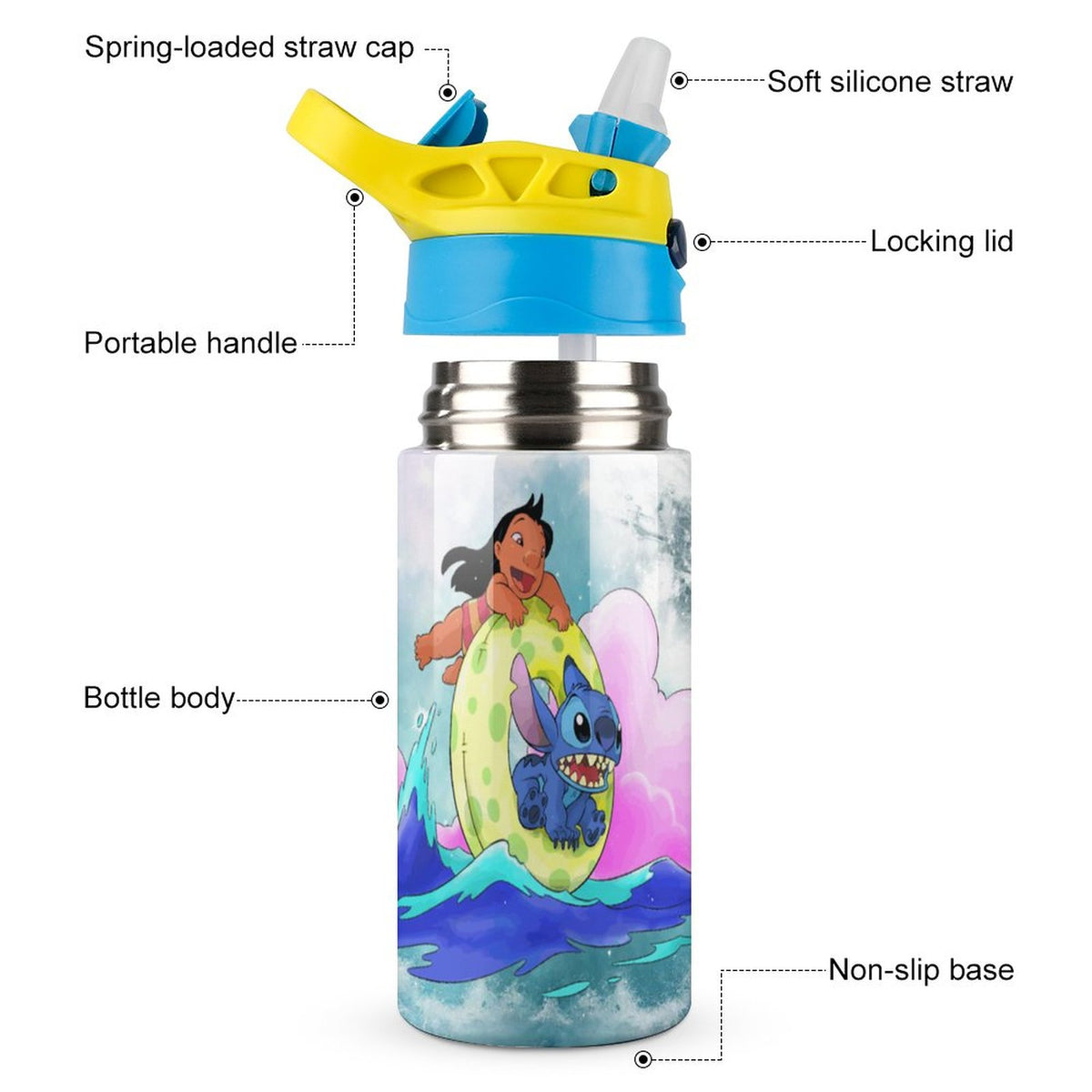 Stainless Steel Vacuum Insulated Water Bottle With Straw D4219