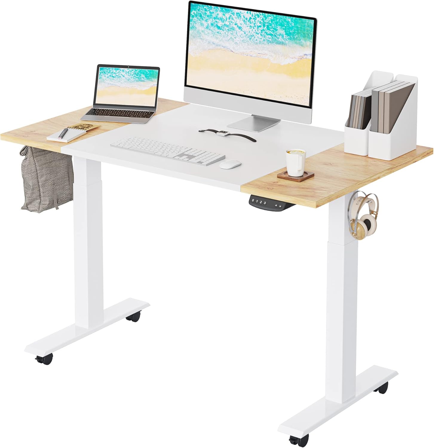 63 x 24 Inches Electric Standing Desk with Espresso and Black Top and Black Frame R13180