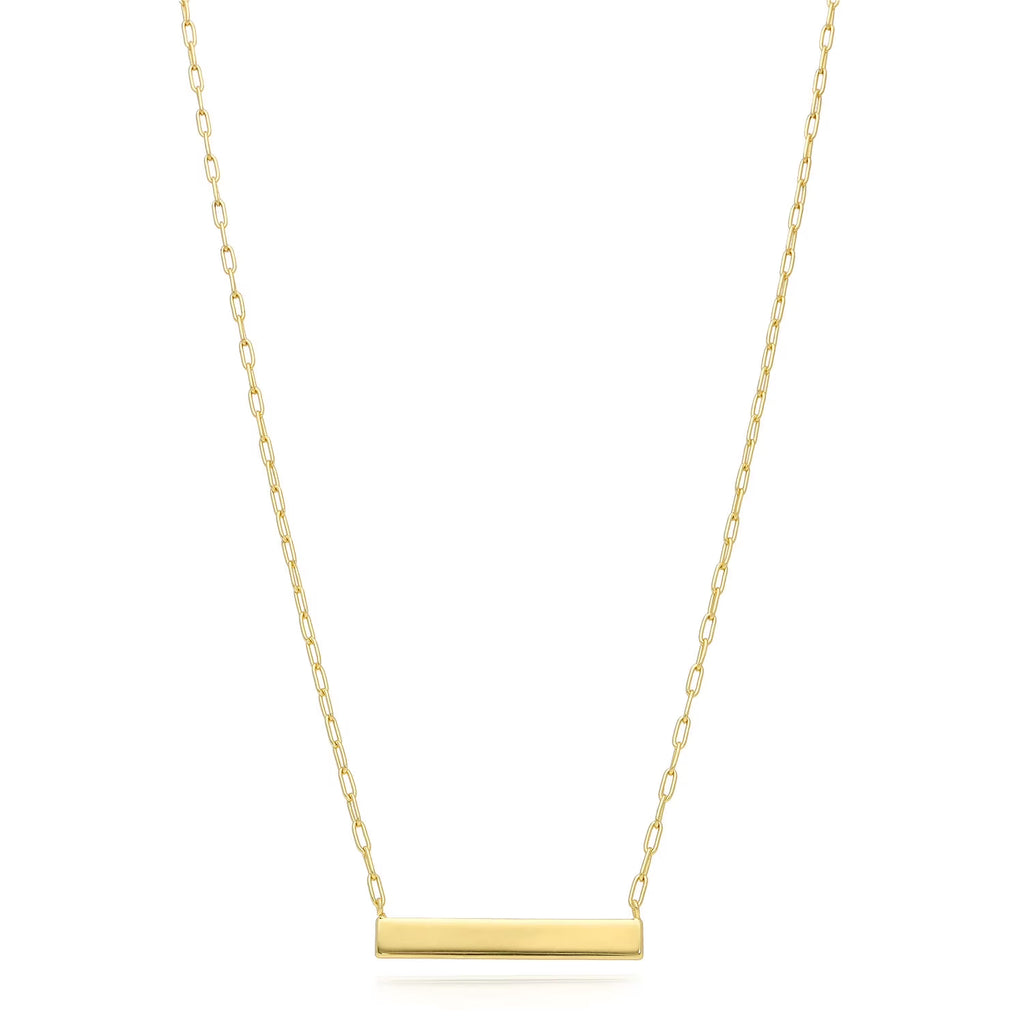 Gold Over Silver Paperclip Bar Pendant Necklace 16"-18" H58213