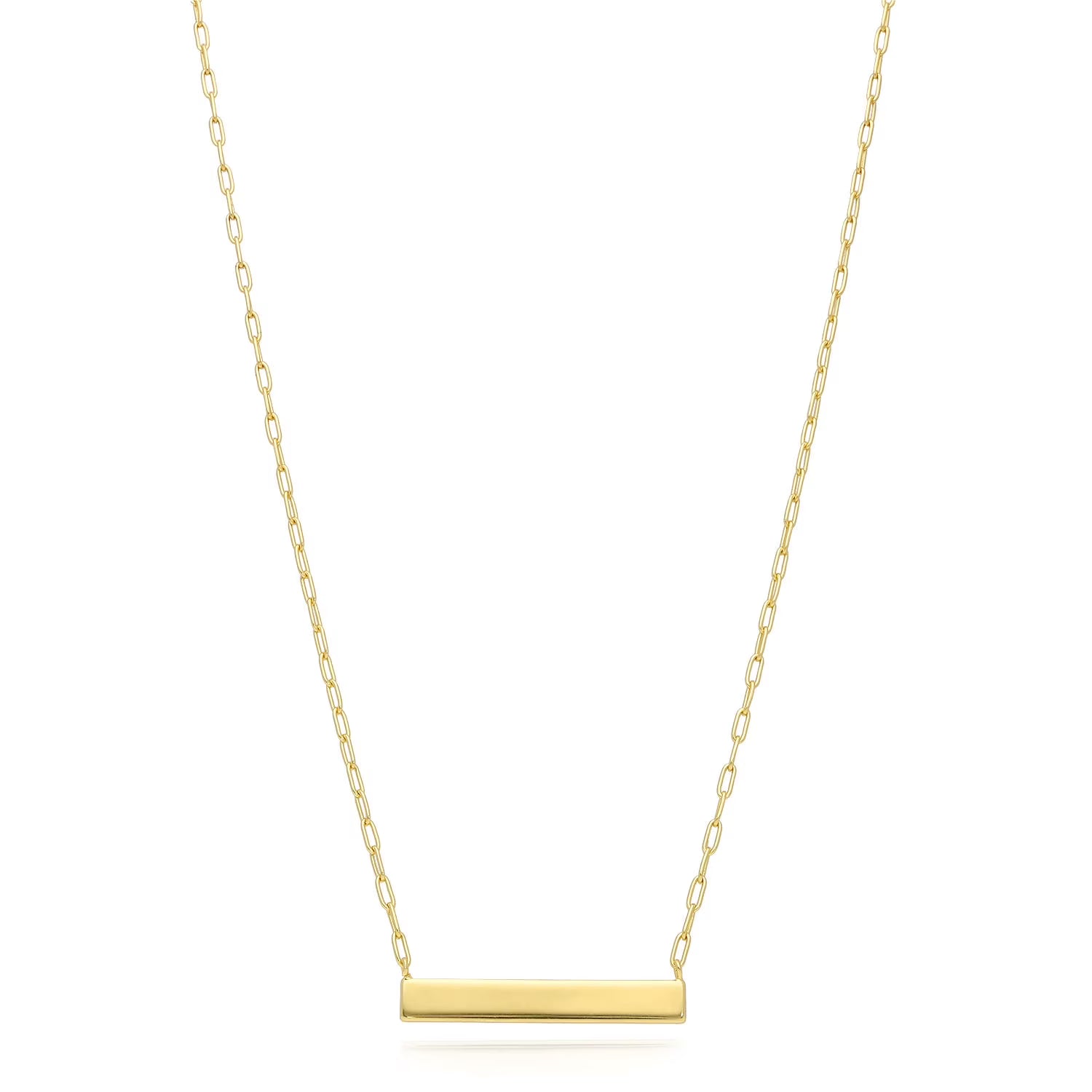 Gold Over Silver Paperclip Bar Pendant Necklace 16"-18" H58213