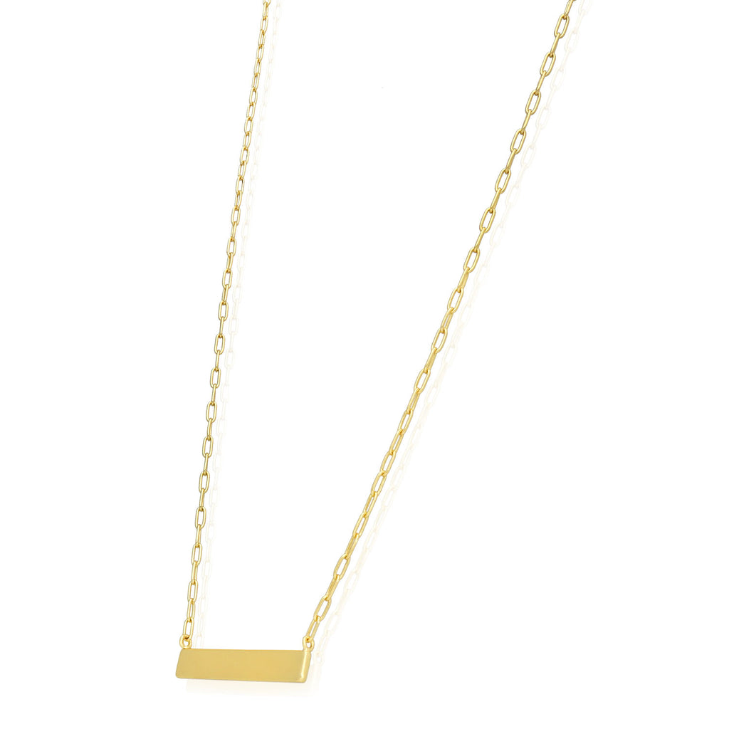 Gold Over Silver Paperclip Bar Pendant Necklace 16"-18" H58213