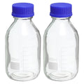 500mL Clear Graduated Glass Storage Bottle Blue Cap 2 Pack C638385