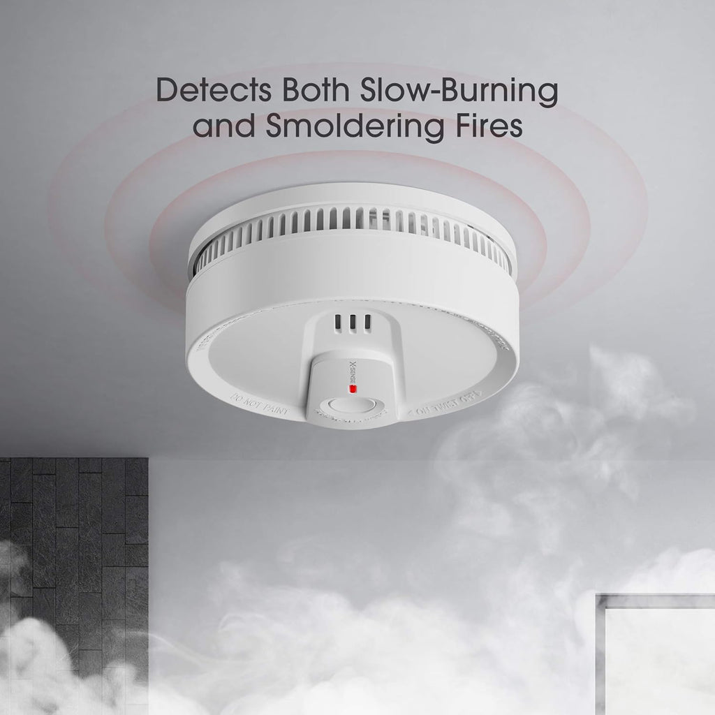 Smoke Detector Alarm, 10-Year Lithium Battery, LED Indicator, Pack of 2 P33582