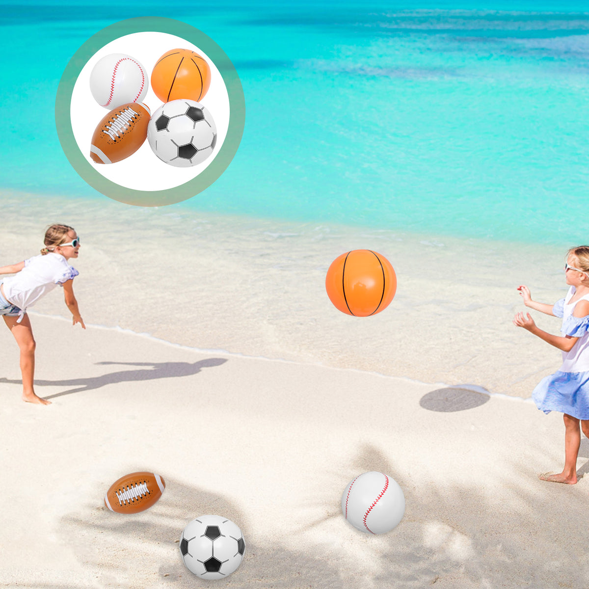 Inflatable Beach Ball Set of 4 I3728
