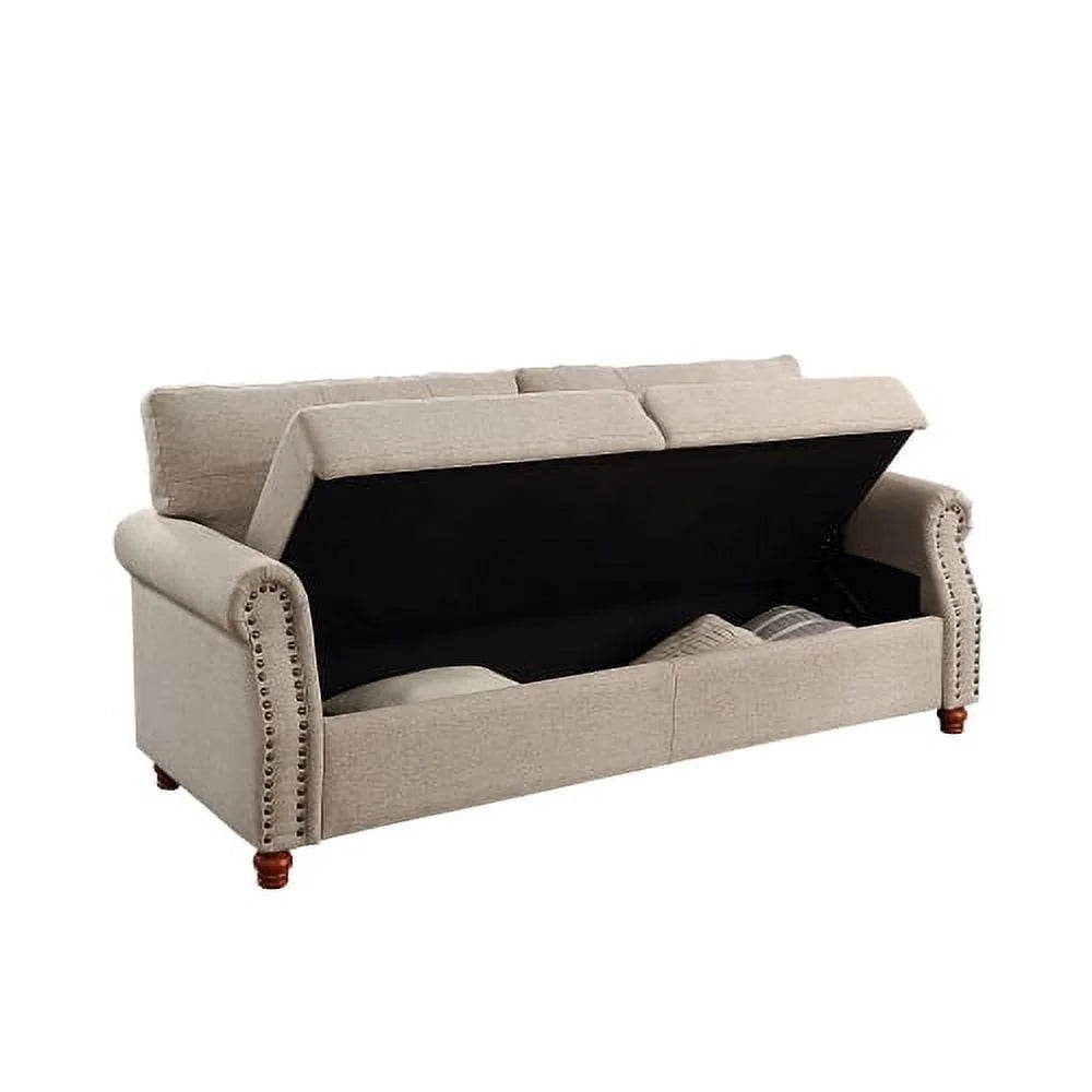 Linen Upholstered 2 Seater Couch with Storage G424