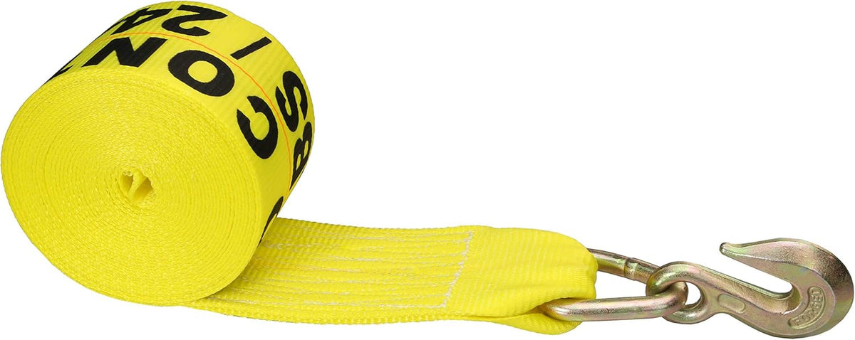 4 Inch x 27 Foot Yellow Winch Strap with Grab Hook 10 Pack X183060