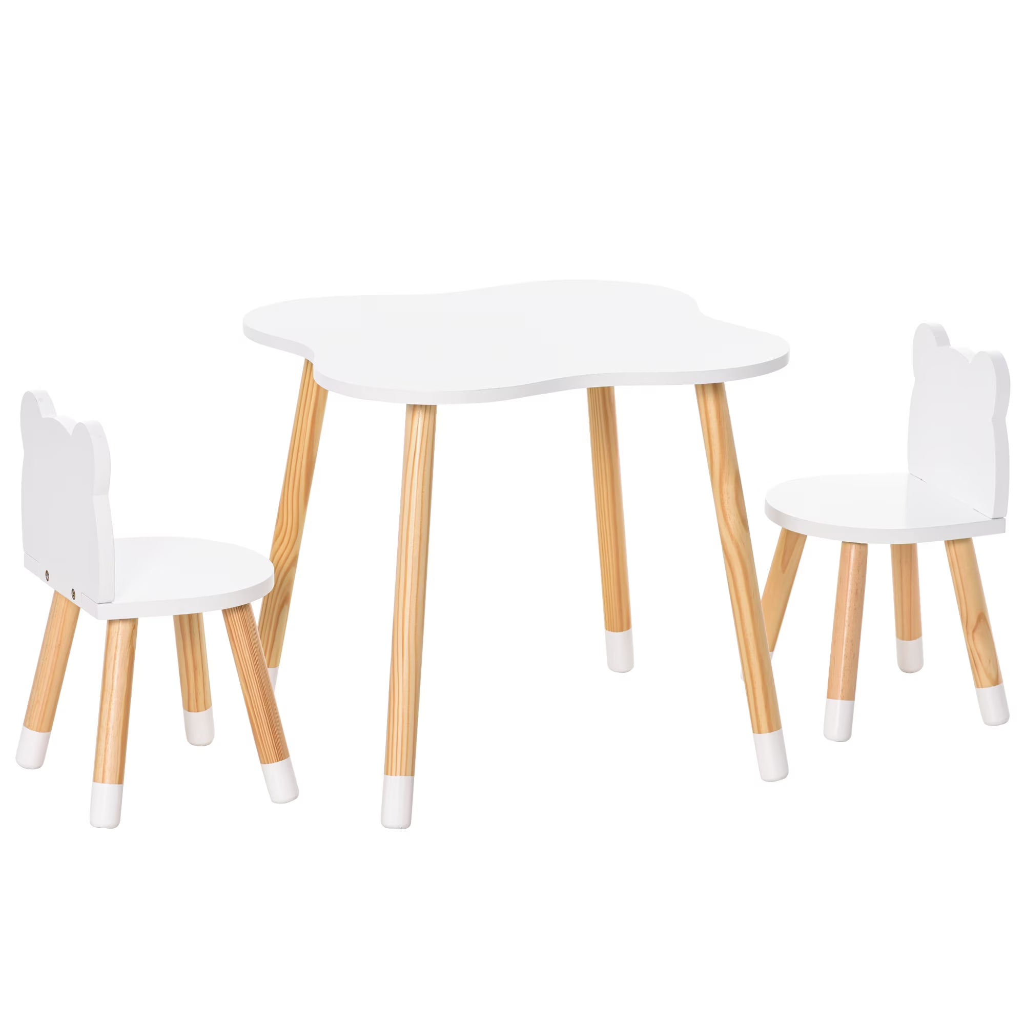 White Wooden Kids Table and 2 Chairs Set E994967
