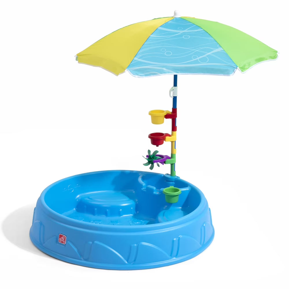 Blue Plastic Kiddie Pool with Umbrella Y381