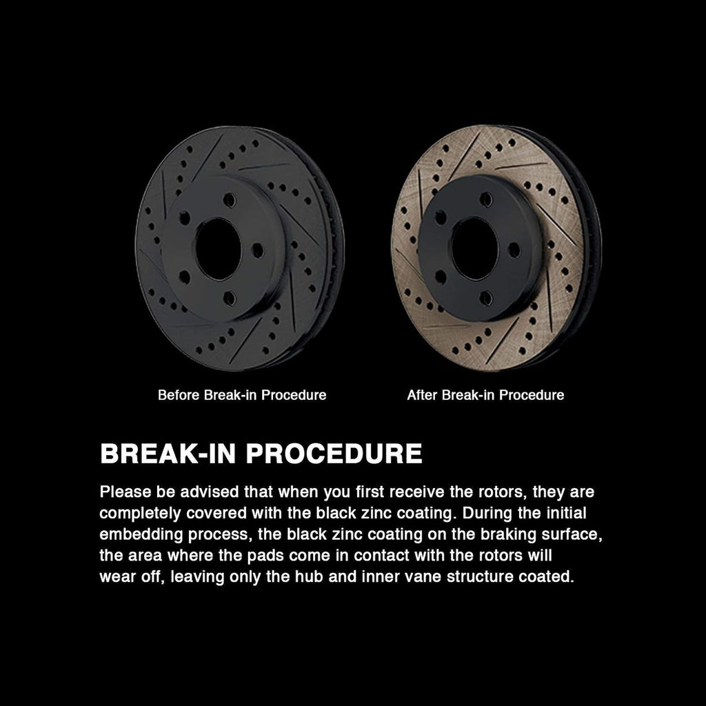 Black Drilled Slotted Brake Rotors and Semi Metallic Brake Pads M628621