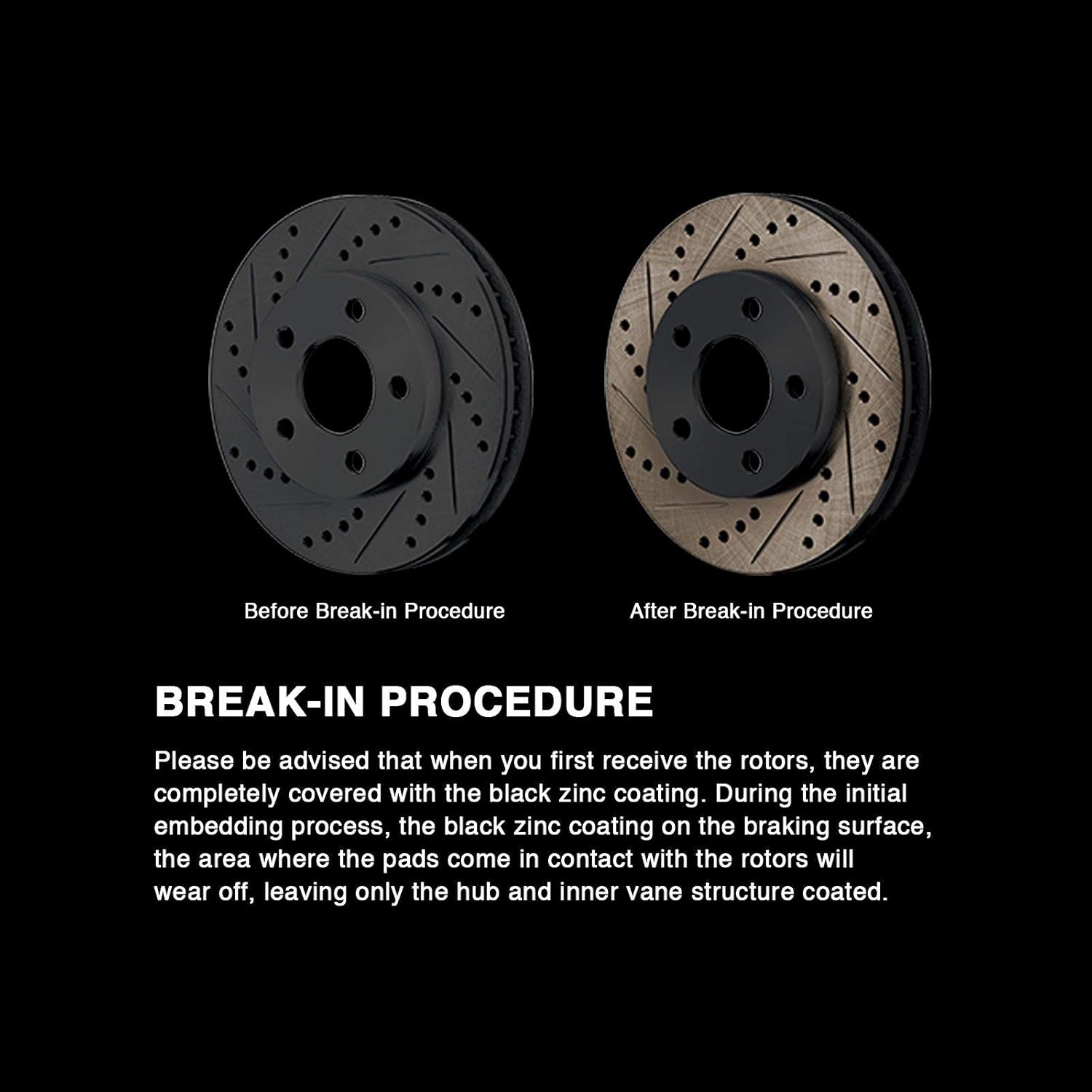Black Drilled Slotted Brake Rotors and Semi Metallic Brake Pads M628621