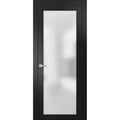 Frosted Glass French Door 24 x 80 Inches with Handle Black Matte W5284