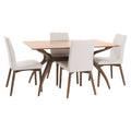 5 Piece Dining Set Natural Walnut Light Beige T4981