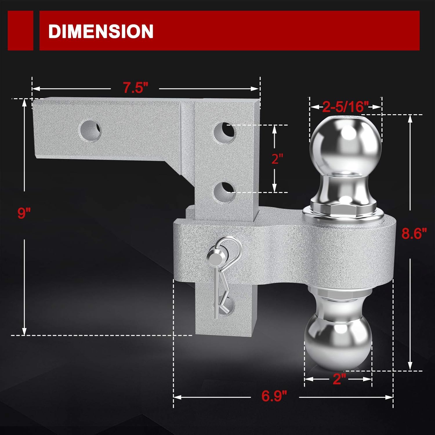Adjustable Trailer Hitch Dual Ball Mount 5,000 LBS Capacity M82465