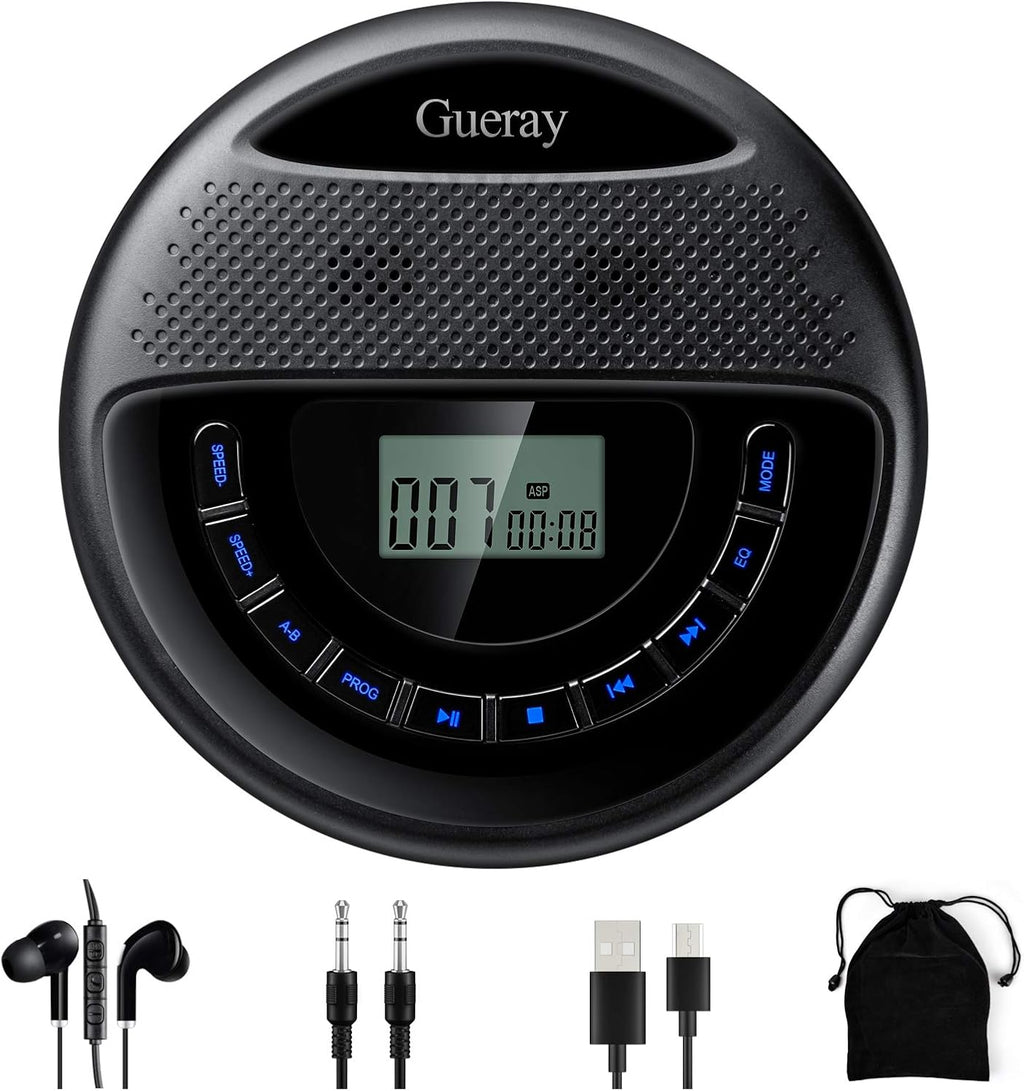 Black Portable CD Player with Dual Stereo Speakers J40160