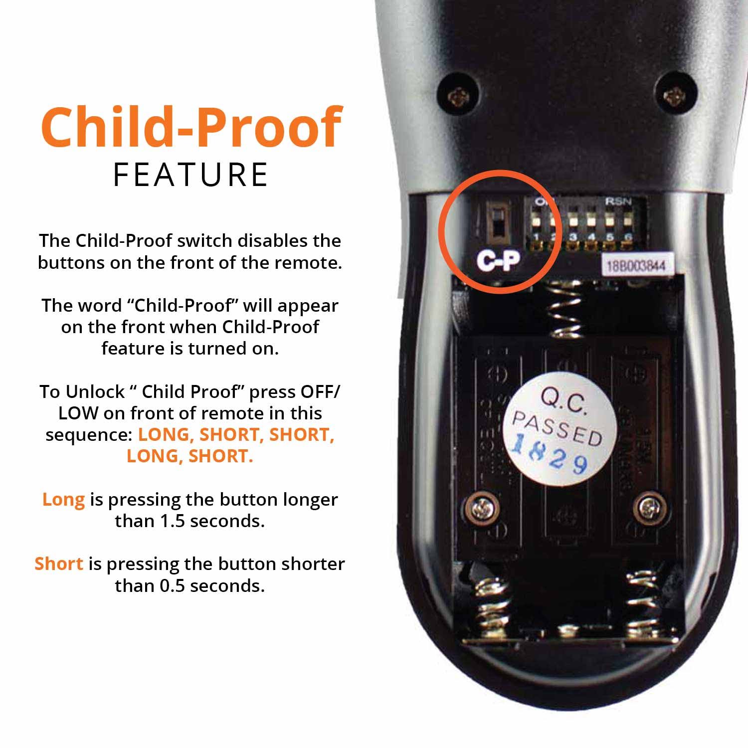 On/Off Fireplace Remote Control with 9-foot Wires R555