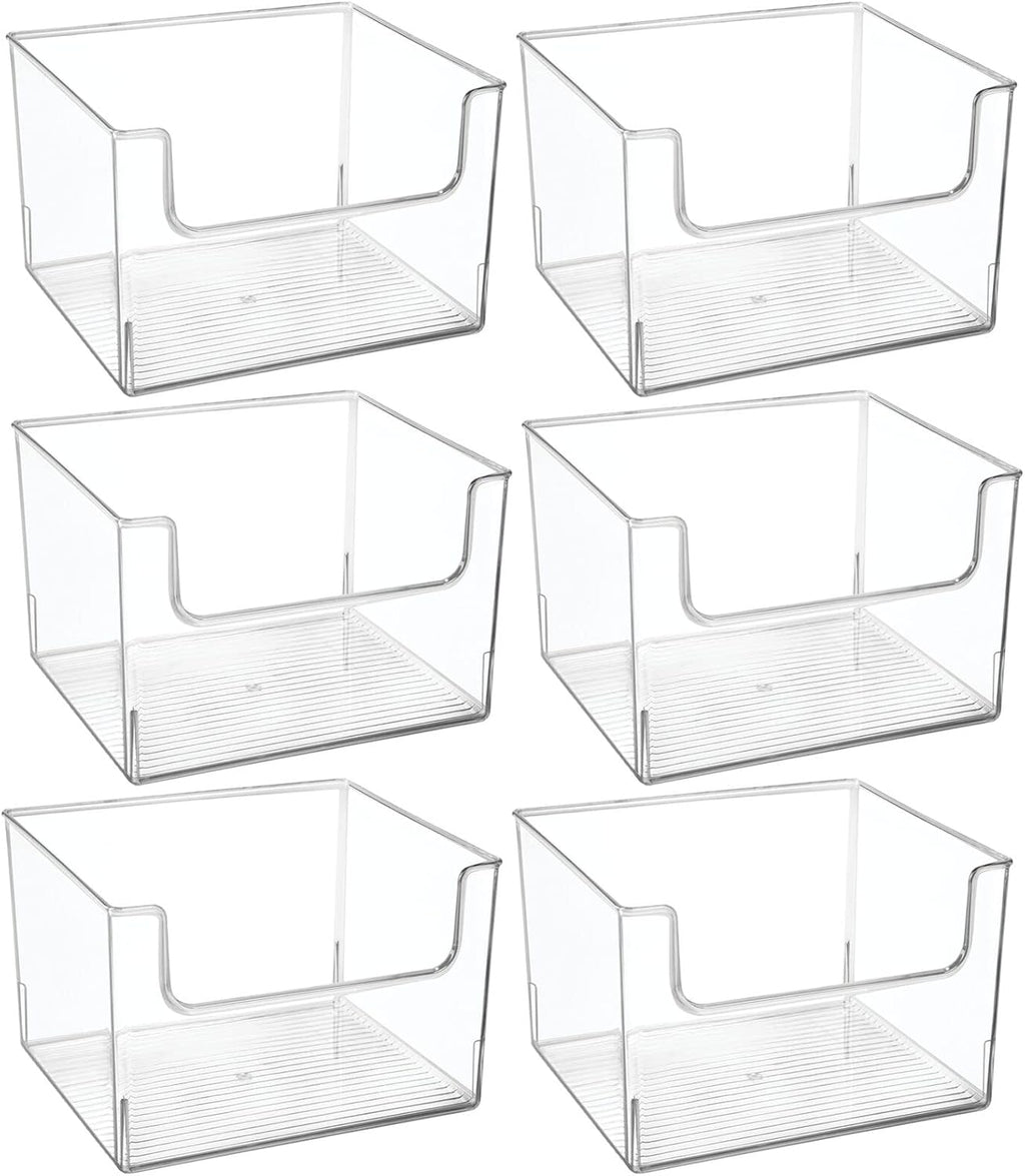 Clear Plastic Open Front Storage Organizer Bin Basket, 6 Pack M3108