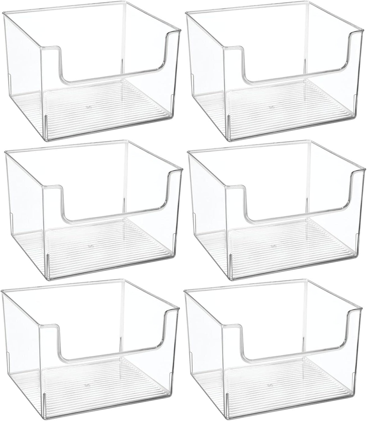 Clear Plastic Open Front Storage Organizer Bin Basket, 6 Pack M3108