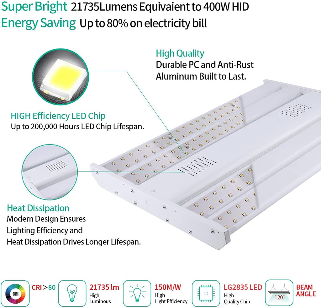LED Shop Light High Bay 2FT 161W 21735LM Linear Hanging Light 4000K Daylight M31125