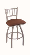 Anodized Nickel Swivel Stool with Adobe Seat I103
