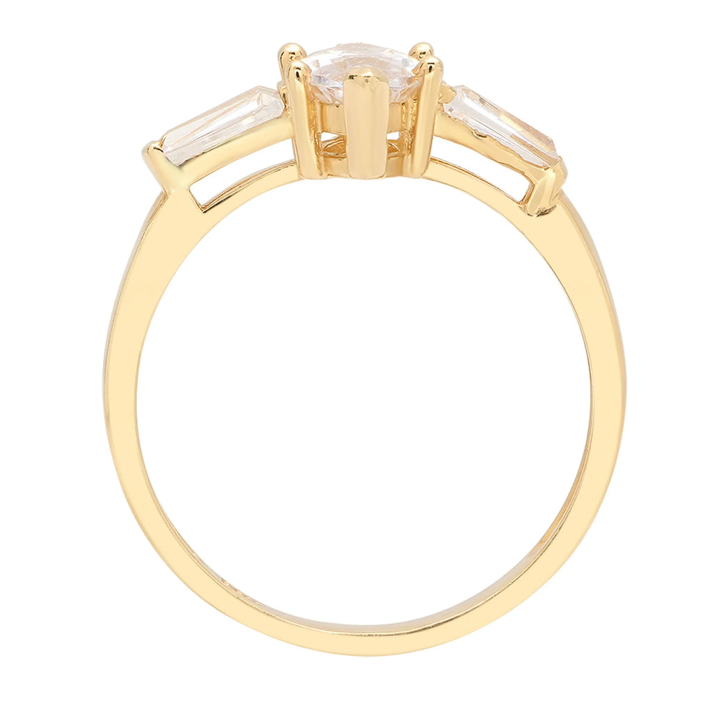 18k Yellow Gold 3 stone Moissanite Ring Size 9.25 R11855