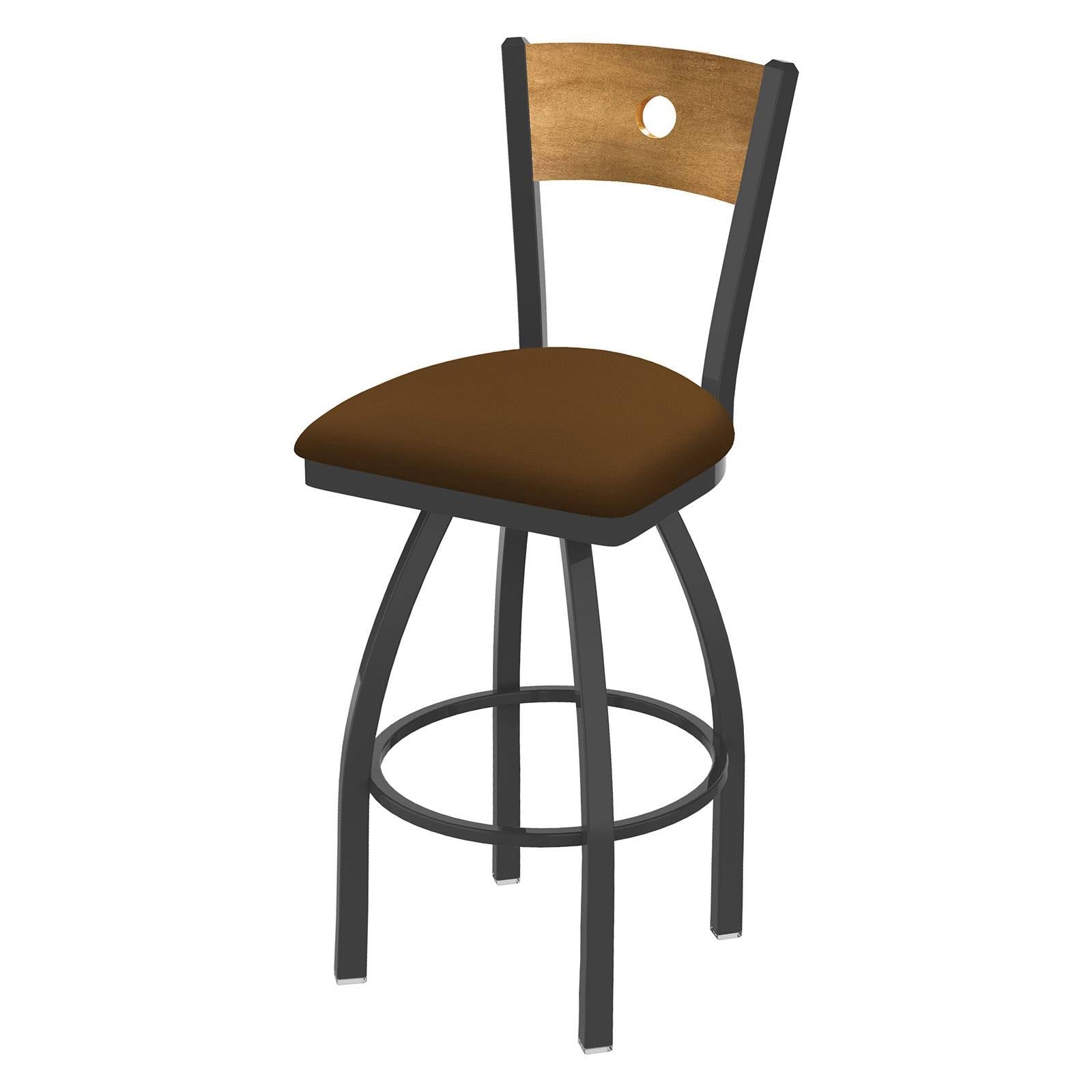 25x22 Counter Stool with Bronze Finish, Beechwood Seat, Oak Back, 360 Swivel Q1080